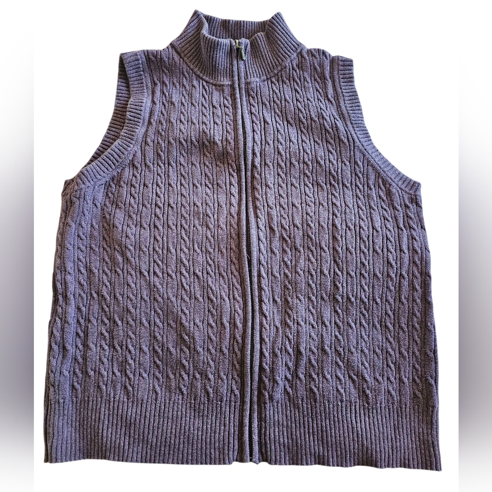 Pendleton Unisex Soft Purple Cotton‎ Preppy Cable Knit Full Zip Vest Sz XL